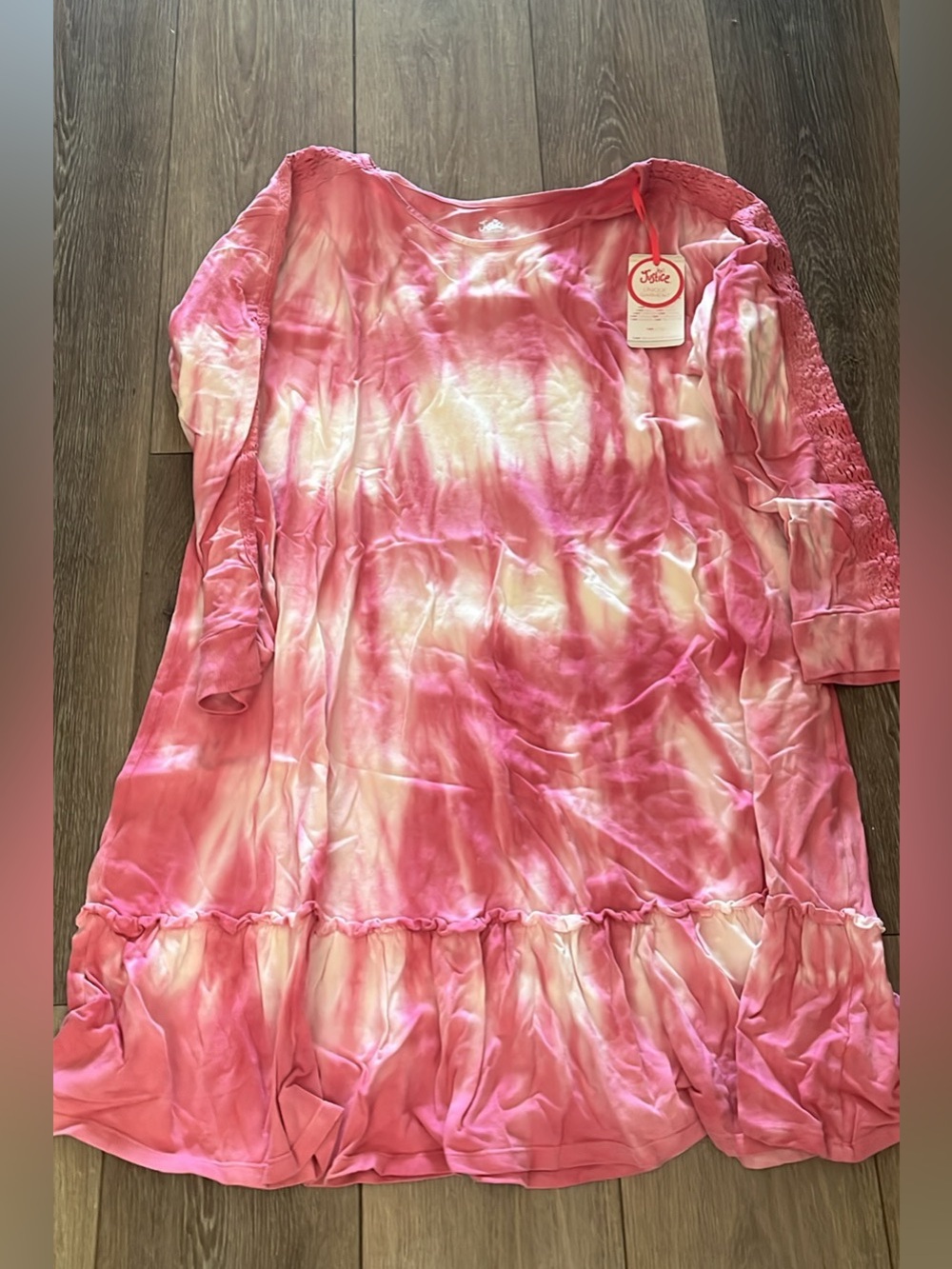 Justice Pink and White Tie-Dye Tee
